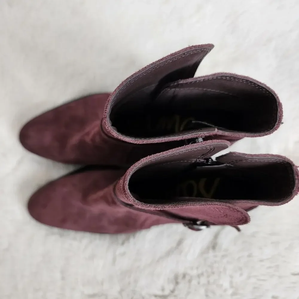 NEW Sam Edelman Simona Block Heel Burgundy Leather Ankle Bootie 8.5